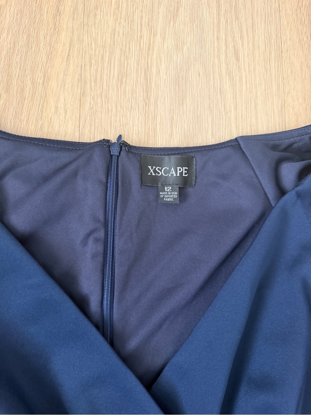 Xscape Women's Blue Pleated Ruffled Gown Dress Size 12 floor length - Picture 6 of 12